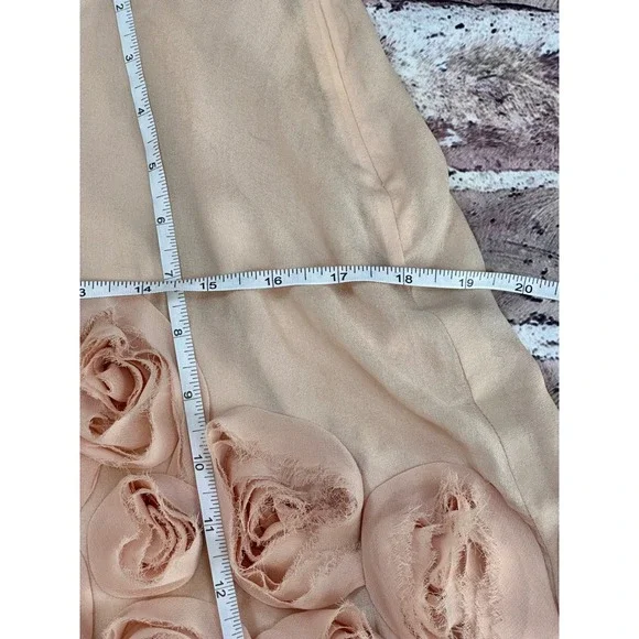 Talbots Silk Skirt 8P Petite Blush 3D Floral Rosette Hem Romantic Cottagecore - Picture 14 of 16
